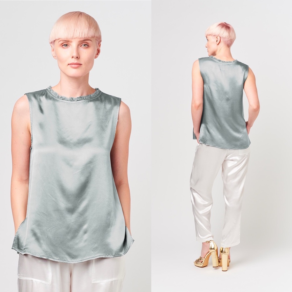 2 / $25! NWT Tina+Jo Martini Satin Raw Neck Sleeveless top